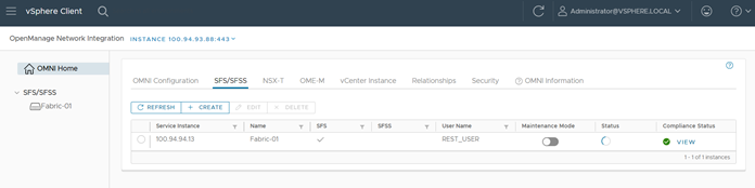 vSphere client UI access OMNI plugin page