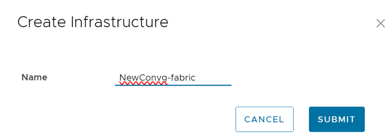 This image shows creating a new frontend infrastructure with a new name