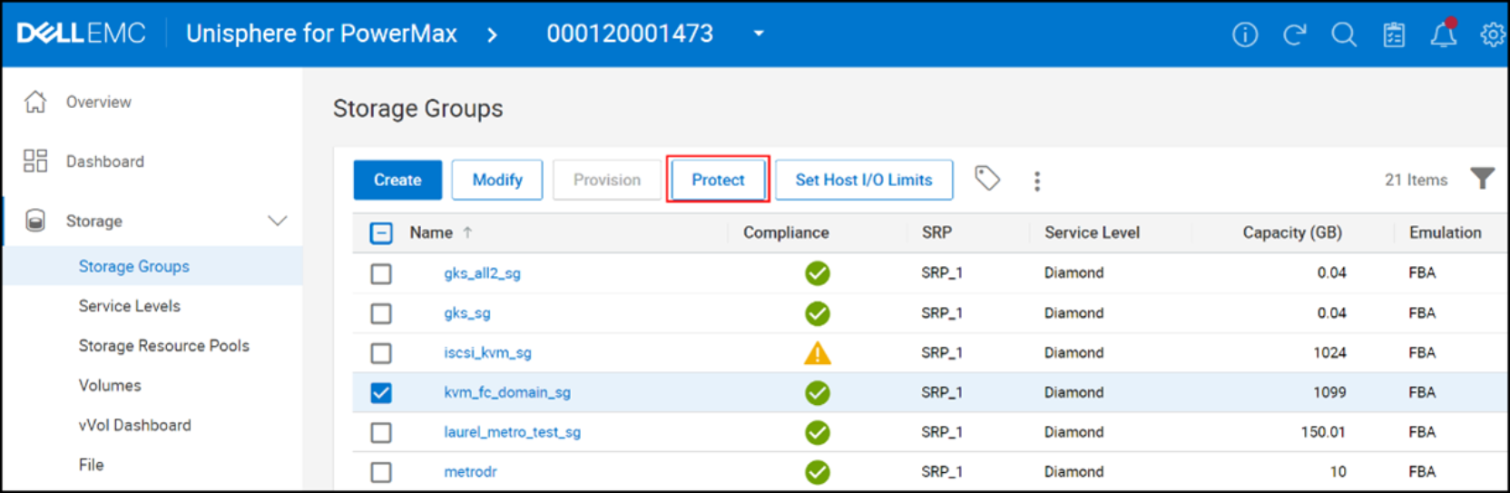 A screenshot of Create snapshot – set protection