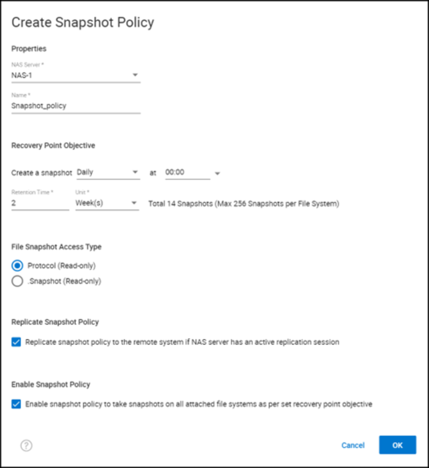 A screenshot of Create protection policy