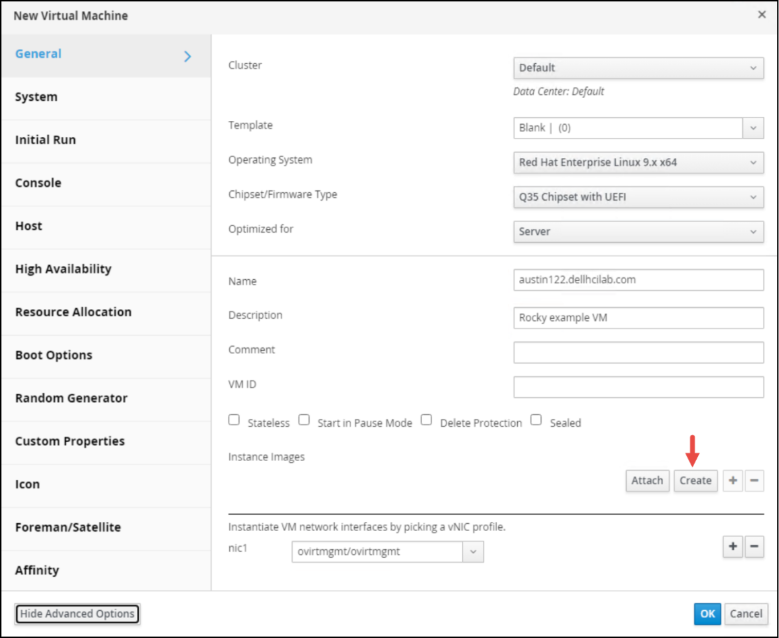 OVM VM creation – step 2