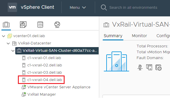 Fourth VxRail node added to the cluster