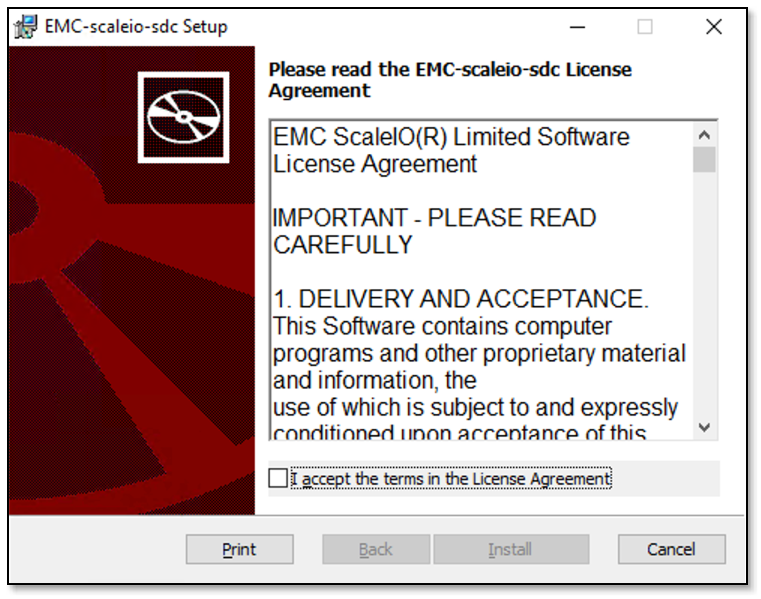 This figure shows the setup and license agreement window.