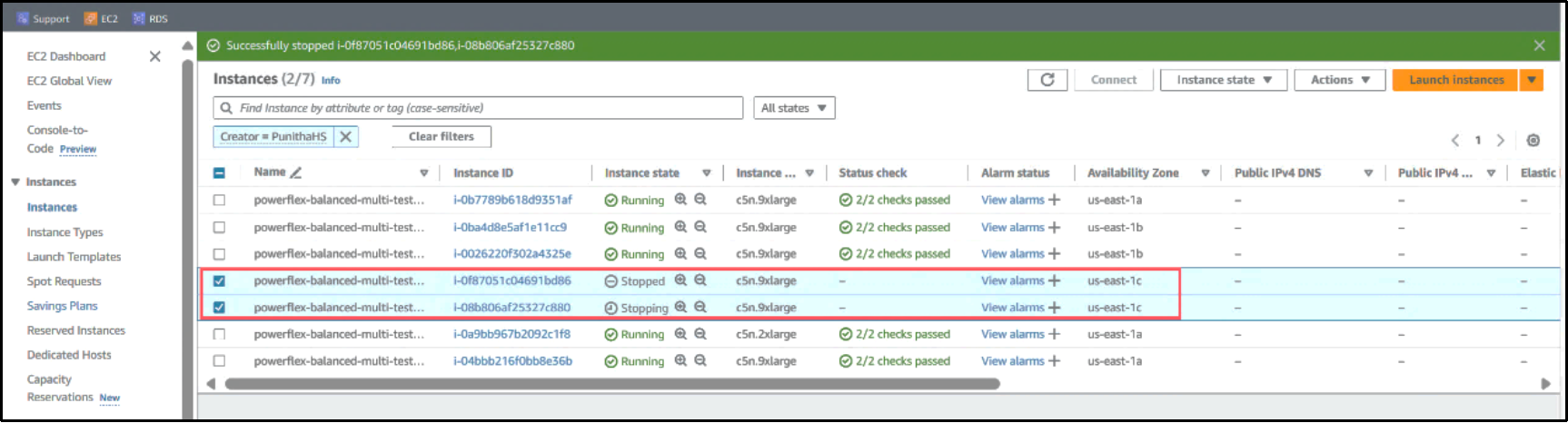 A screenshot o an aws portal.