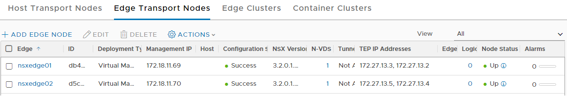 NSX Edge VMs deployed