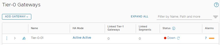 Tier-0 Gateway page