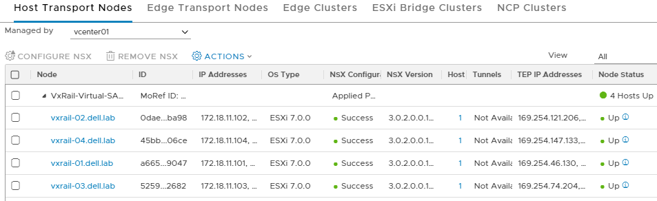 Hosts configured for NSX-T