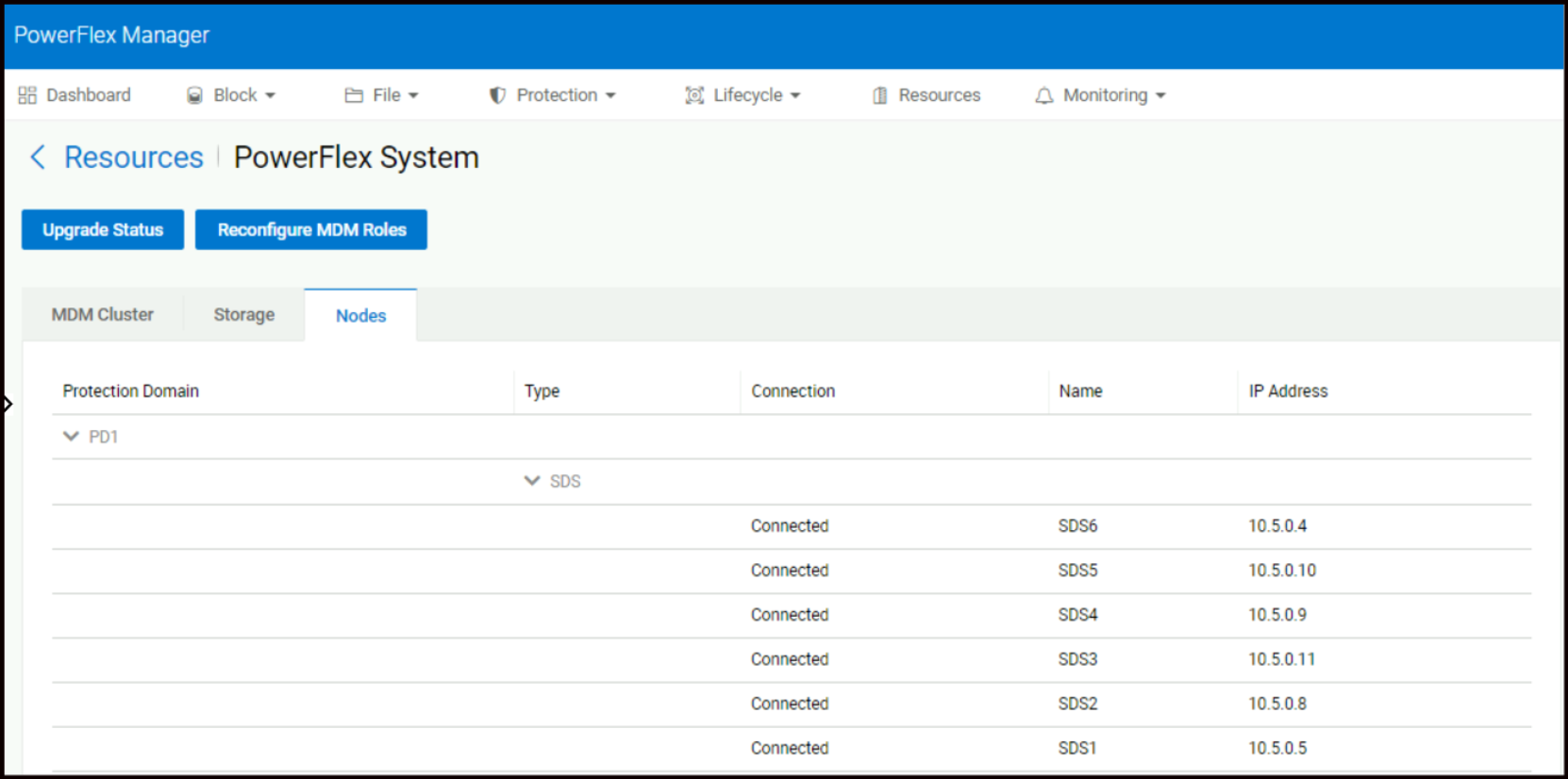 This is a screenshot of the APEX block storage nodes.