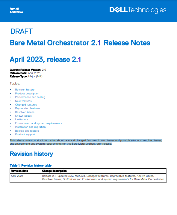 Bare Metal Orchestrator 2.1.1 Release Notes | Dell Technologies Info Hub