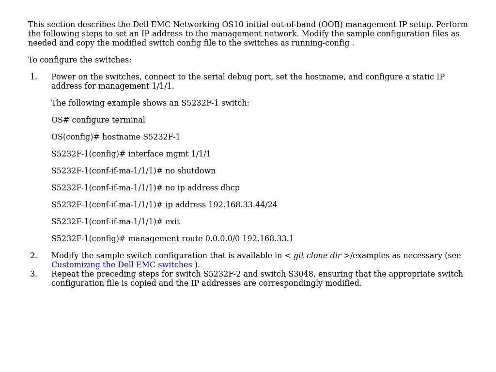 Configuring the Dell EMC switches | Deployment Guide: Red Hat OpenShift ...