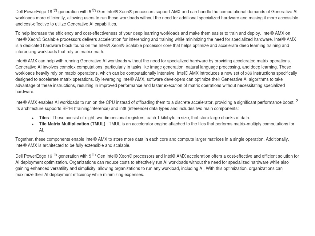 What is Intel® AMX | Securing AI workloads on Dell PowerEdge with Intel ...