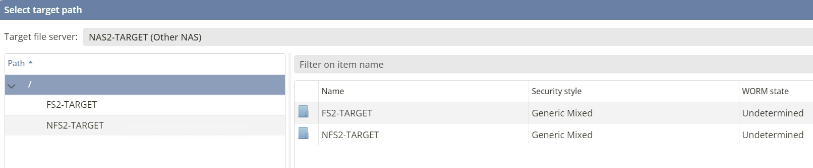 This image shows the target replication path selection.