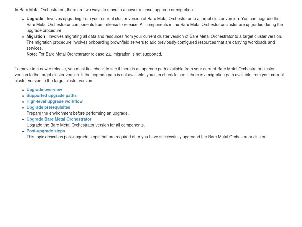 Upgrading Bare Metal Orchestrator | Bare Metal Orchestrator 2.3 ...