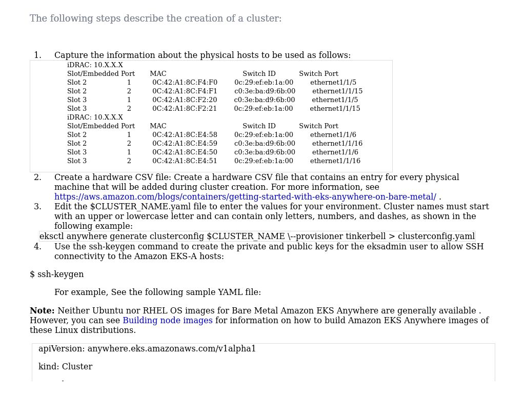 Cluster Creation Steps | Amazon Elastic Kubernetes Service Anywhere ...