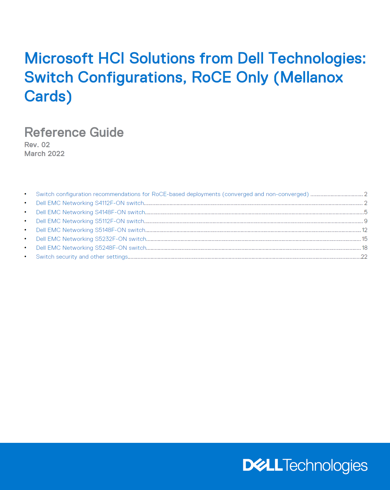Reference Guide: Switch Configurations – RoCE Only (Mellanox Cards) | Dell  Technologies Info Hub