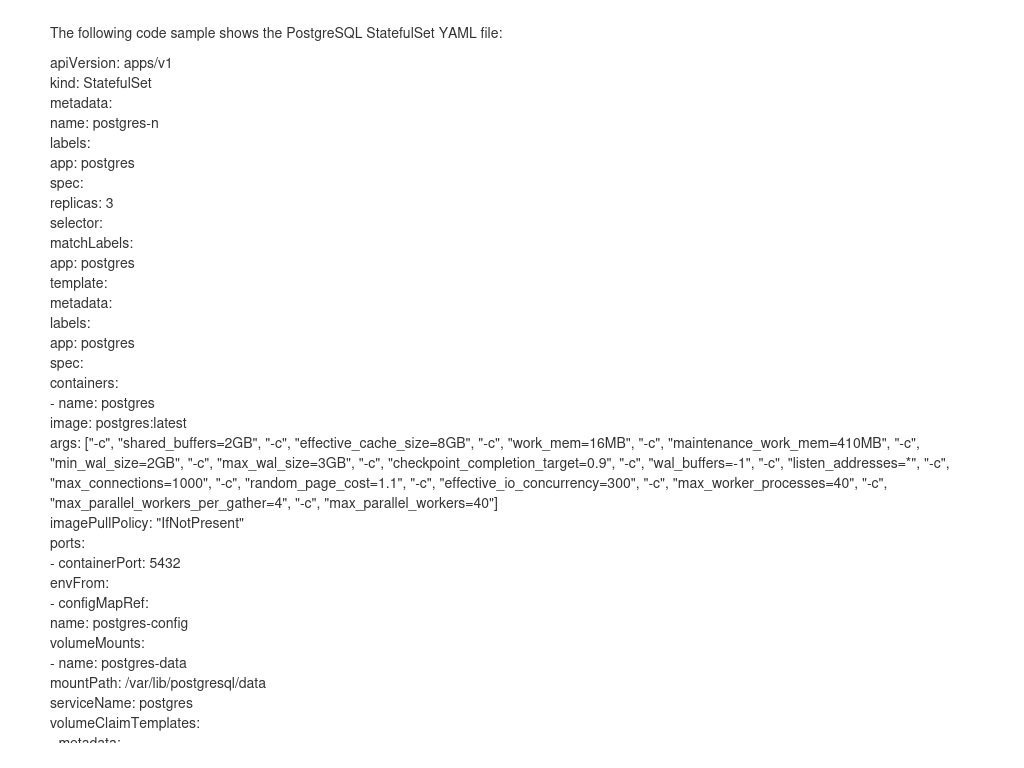 PostgreSQL StatefulSet YAML File | Dell APEX Block Storage For Azure ...