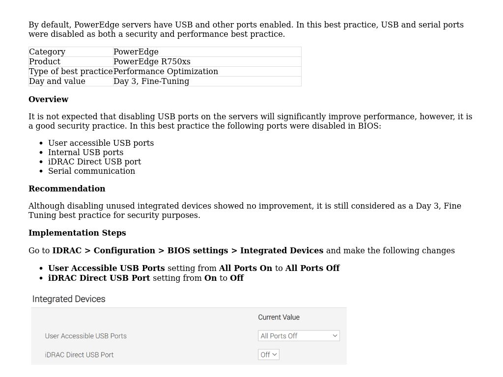 PowerEdge: Disable Unused Integrated Devices | Day Three Best Practices ...