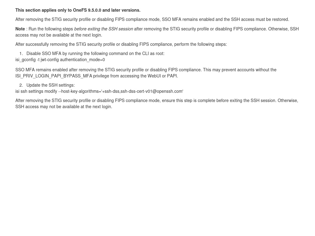 Disabling SSO MFA And Restoring SSH Access | Dell PowerScale OneFS ...