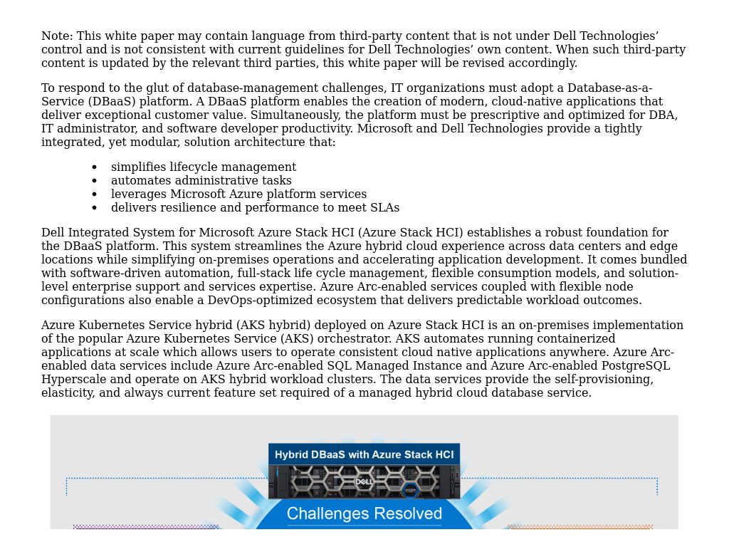 Solution Overview Building A Hybrid Database As A Service Platform With Azure Stack Hci Dell