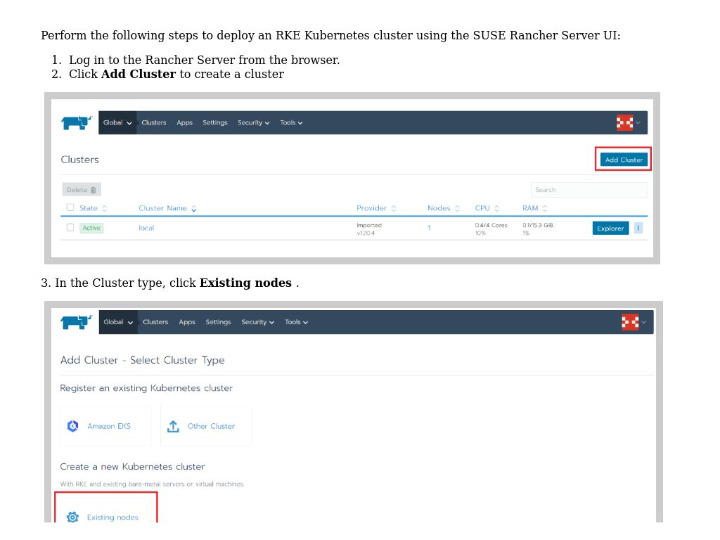 Steps To Install Kubernetes Workload Cluster Using SUSE Rancher UI ...