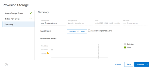 A screenshot of Provision storage to host - summary