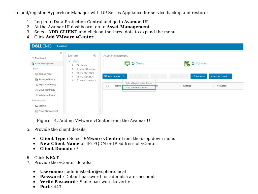 Register Hypervisor Manager with DP Series Appliance | PowerProtect DP ...