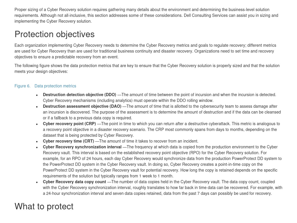 Planning and sizing the environment Dell PowerProtect Cyber Recovery